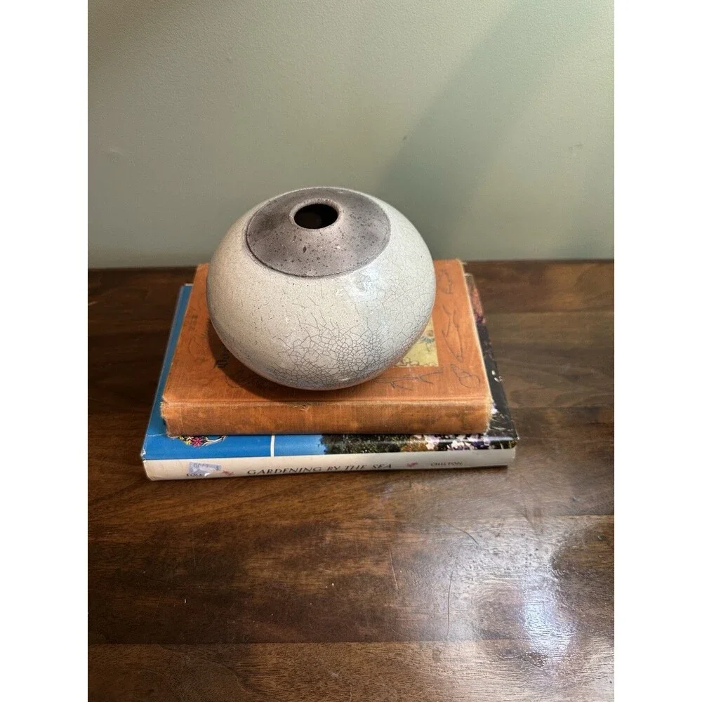 Vintage Raku Studio Pottery Vase Signed Hahn 2004 Kauai Wabi-Sabi Minimalist